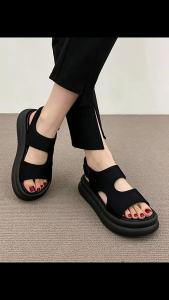 [Free Shipping] WomenS Platform Sandals Thick-Soled For Outdoor Wear 2026 New Summer Style Perfect With Dresses Currently Trending Black Roman Sandals For The Beach