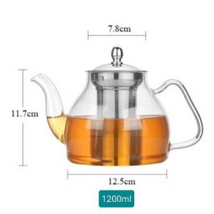 กาน้ำชา กาแก้ว กาชงชาแยกกาก 1200ml ที่กรองชาสแตนเลส SS304 แบบถอดได้ คุณภาพอย่างดี โปร่งแสงโปร่งใสมาก พร้อมแก้ว 2ชั้น 80ml หรือคุณสามารถซื้อเร็วขายได้ จับไม่ร้อนมือ