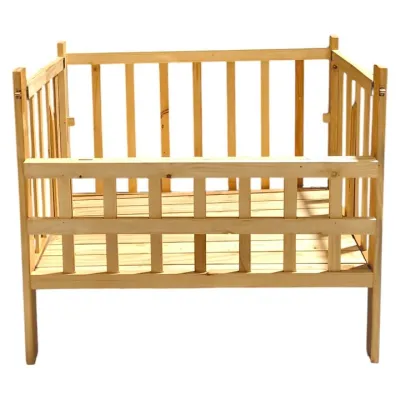 WOODEN CRIB 22X36 PLAIN DROPSIDE ADJUSTABLE AND FOLDABLE VARNISHED