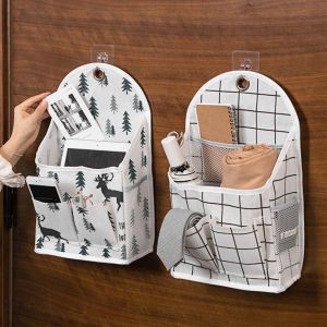 WU552 3 Pockets 1Pc Container Sundries Storage Organization for Phone Book Magazine Hanging Pocket Bedside Storage Home Storage Hanging Storage Bag