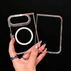 XIAHU Acrylic Ốp điện thoại iPhone 18 Duo Rõ ràng Từ tính Vỏ điện thoại HD Cứng Vỏ điện thoại có thể gấp gọn.