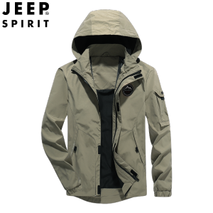 JEEP SPIRIT Áo Khoác Nam Ngoài Trời Chống Gió Không Thấm Nước Có Mũ Bảo Hộ Lao Động Áo Mỏng Áo Khoác Thể Thao Dáng Rộng Thường Ngày (M-8XL)