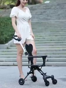 Foldable Stroller With Umbrella for Baby 4 Wheels Lightweight Stable Soft Seat Hand Push Stroller