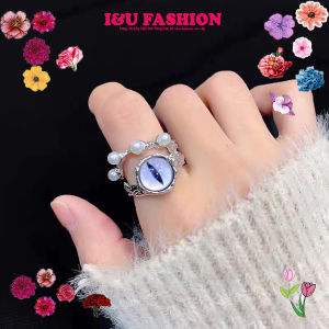 Nhẫn Nữ Mắt Mèo To Bản Gắn Ngọc Trai Kiểu Hở Thời Trang Cao Cấp Sang Chảnh Màu Bạc Phong Cách Gothic Độc Lạ Cá Tính NA-69