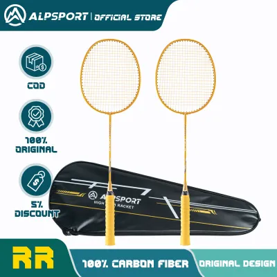 ALP RR 2Pcs With Bag 100% Carbon 4U G5 25Lbs Badminton Racket Beginner Level Genuine Men and Women Training Professional Offensive Type for Home Entertainment Fitness White Black Red Pink