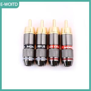 【E-WOITD】 4 cái Đầu nối âm thanh đầu cắm nam bằng đồng mạ vàng RCA Hi-Fi