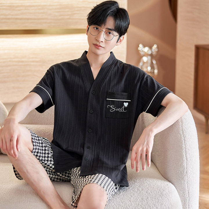 sleepwear for men Male's Cotton Homewear Letter Pakaian Tidur Lelaki 歐美睡衣  Men's Pajamas Lazada