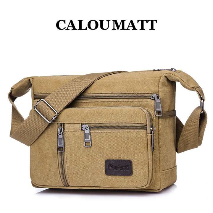 Tas Selempang Pria Anti Air Waistbag Banyak kantong Canvas Sporty Tas