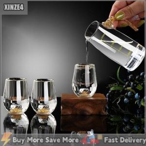 [COD] XINZE4 Sang trọng pha lê thủy tinh Vodka thủy tinh Sake Shochu Thanh thủy tinh rượu mùi đôi đáy vàng lá thủy tinh cốc trà quà tặng cao cấp rượu mạnh