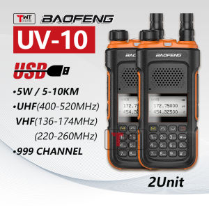Baofeng UV10 Walkie Talkie Set Of 2 Dual Band UHF/VHF Two Way Radio 5W High Power Long Range Portable Handheld FM Radio COD