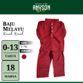 ANYSON WEAR Baju Melayu Kids - Kurta Teluk Belanga Budak Lelaki Red / Merah. 