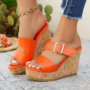 Plus Size Wedge Sandals For Women 2026 Summer New Style With Buckle Strap Lightweight Outdoor Ultra High Heel Sandals For Women
