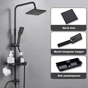 NEW Set shower kamar mandi + stand + keran set shower stainless steel persegi lengkap set shower minimalis