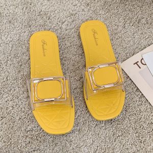 [Free Shipping] Summer womens slip-on sandals new style with square buckle fashionable non-slip casual beach slip-on sandals for women