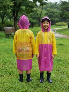 Raincoat For Kids Aged 4-7 Color Blocked Childrens Raincoat Waterproof Student Raincoat