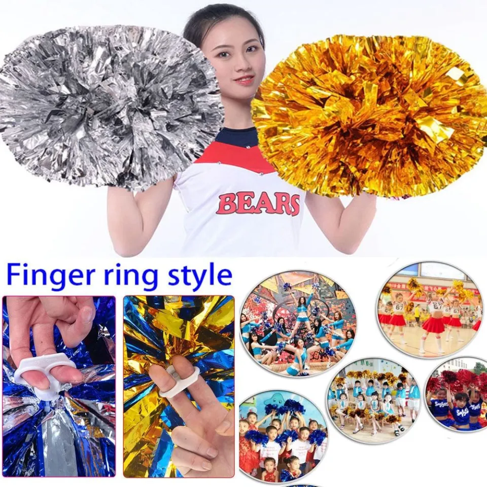 1PC/1Pair Plastic Handle Metallic Streamer Pompoms Cheerleading Cheering  Pom Pom Ball Cheering Dance Decorator Club Sport Supply - AliExpress