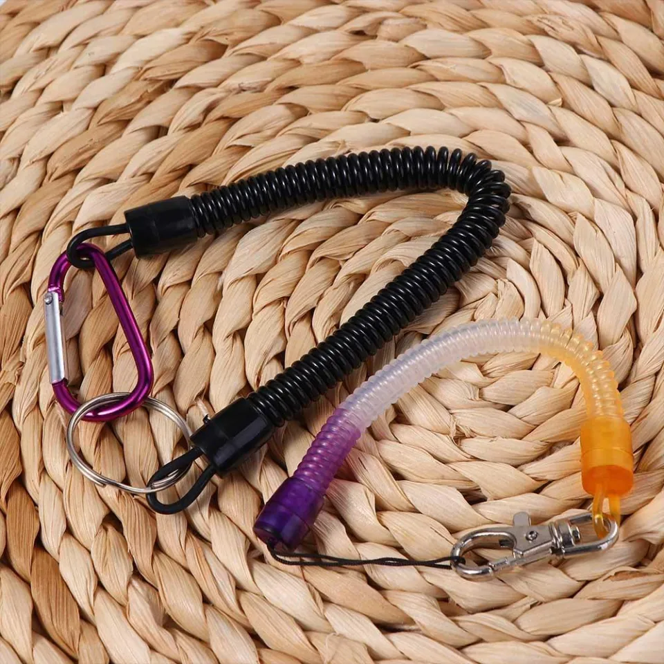 Retractable Spring Elastic Rope Security Gear Key Chain Holder Coil  Carabiner Rope Tool Safety Belt Clip Hook Fishing Lanyards