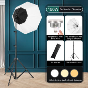Bộ đèn softbox bát giác Livestream chuyên nghiệp cao 2m kích thước softbox 70cm Camera Phụ Kiện Hanfoto +Led nấm 85w có remote chỉnh 3 màu trắngvàngtrung tính Chụp Ảnh