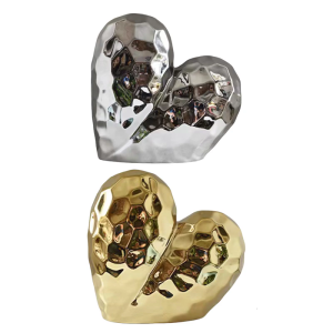 Contemporary Heart Shape Ceramics Statue Ornament for Living Room with Ceramics and Symbolic Love Meaning