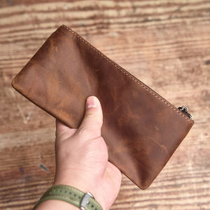 Genuine Leather Men Wallet Long Section Casual Small Bag For Man Black Organizer Phone Purse Money Clip Card Coins Bag NUPUGOO