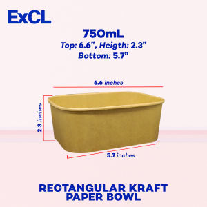 ExCL Brown Kraft Rectangular Food Container and Lid (10pcs - 20pcs)