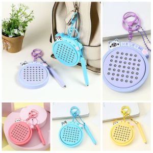 KAWAII BOX Magnetic Drawing Board Keyring Mini Funny Keychain Cartoon Cat Pendant DIY Relaxing Toy Bag Hanging Educational Toys