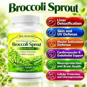 AYUSYDAH Broccoli Sprout Antioxidant Liver Cleanse 100% Natural Dietary Supplement 60 Capsules