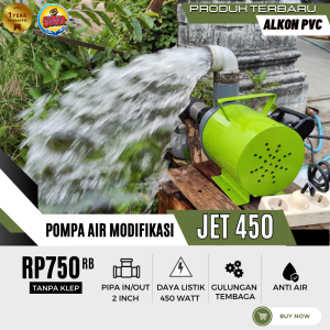 Jual pompa air modifikasi jet 450 pipa 2" alkon pvc anti air cocok untuk sirkulasi kolam ikan koi 24 jam nonstop siap kirim