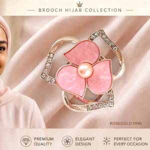 The Brooch Factory 1pc Kerongsang Klip Tudung Premium Rose Crystal Clip Brooch Hijab Muslimah K3555