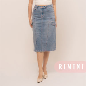 RIMINI - Rok Span Jeans Panjang Premium Pink Button Denim Size 26-33 - Milana Skirt 5216