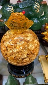 สินค้ามงคลนําโชค กบแปดทิศ บนลูกโลกทองคําเปลว หมุนได้ สูง 7 นิ้ว