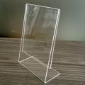 ป้ายอะคริลิคตั้งโต๊ะ A6 แนวตั้ง 10.5 x15.5cm อะคริลิคใส โชว์ 1 ด้าน ทรง L. 