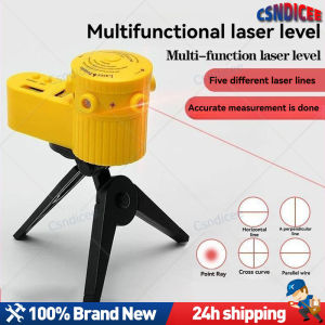 Laser level 5-in-1 household level ruler Laser ruler can rotate with tripod wire maker LED indicator High precision laser level ruler