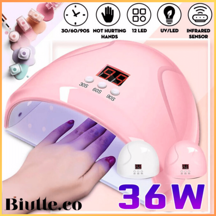 COD KIRIM CEPAT Biutte.co Pengering Kutek Kuku UV LED Nail Dryer 36W Mini / alat Pengering Kutek Kuku 36W 12 LED Portable UV LED Nail Dryer sinar uv kuku cepat kering
