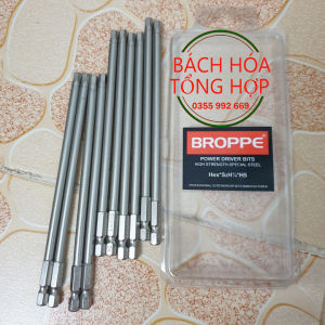 Vỉ mũi vít lục giác có từ tính. Đầu lục giác nhiều SIZE cho khoan máy bắn vít dài 150mm (1 vỉ 10 cây)