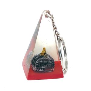 Souvenir Gantungan Kunci Candi Borobudur Limas Fiberglass Akrilik Khas Indonesia