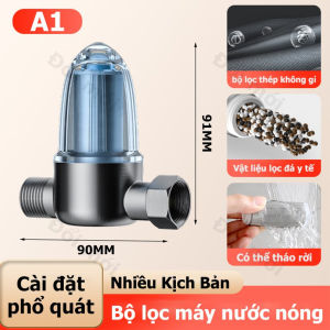 Đầu Lọc Nước Đầu Nguồn Mini Ren 21 G1/2 Cho Bình Nóng Lạnh Máy Giặt Vòi Sen Chống Cặn Khử Clo Lõi Inox 316 40 Micron Thau Chống Nổ Không Cần Thay Lõi