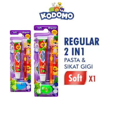 Kodomo 2in1 sikat+pasta gigi anak berhadiah mainan / sikat gigi anak lembut