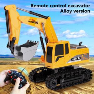 CEVENNESFE Wireless remote control excavator six pass alloy excavator childrens toy car model engineering vehicle