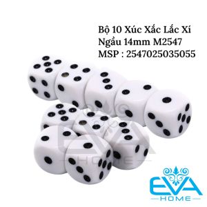 Combo 10 Viên Xúc Xắc Xí Ngầu 6 Mặt Nhựa Size 10mm M2061