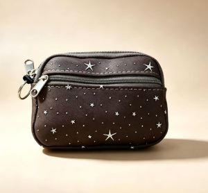 New womens star print mini wallet with keychain and round clasp can hold coins change lipstick earphones and other small items easy to carry