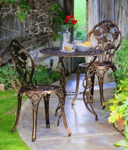 Cast Aluminum Balcony Table Chair Anti Rust Water Rain Proof Rust-Resistant Aluminium Outdoor Indoor Garden Patio Set with  Assembly Service