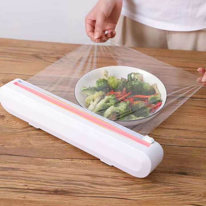 Vanchy Clear Film Wrap Cutter Plastic Wrap Dispenser Food Wrap Cutter