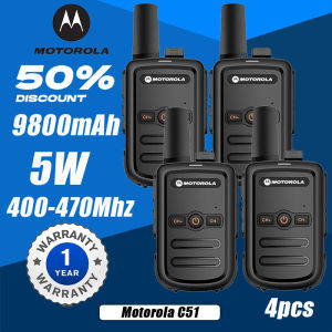 （4 Pcs）Motorola C51 two way radio Walkie Talkie long range 10KM UHF 400-470MHz high capacity 6800mAH Portable Mini radio 16 Channels High Power 5W Walkie-Talkies USB charging Waterproof/dustproof IP54 Suitable for outdoor/hotel/school/construction site
