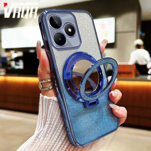 VRQR for Realme C63 C61 C53 C51 C51s Narzo N53 Narzo N63 Note 50 4G Phone Case Flash Powder Electroplating Circle Mirror Bracke Cool Fashionable