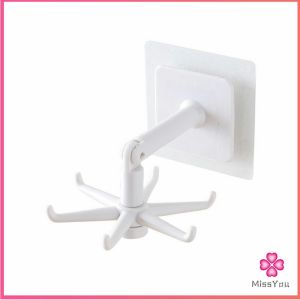 Missyou ตะขอติดเพดาน ติดผนัง ที่แขวนติดผนัง 6 แฉก ขอเกี่ยวหมุนได้ 360 ° Hexagonal self-adhesive hook
