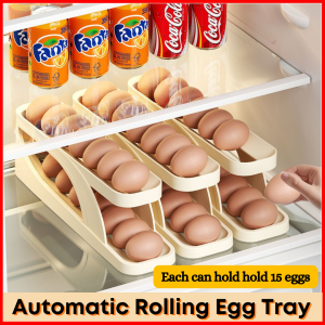 Egg Organizer Egg Tray Organizer For Refrigerator Auto Roll 2 Layer Egg Container Egg Storage Box