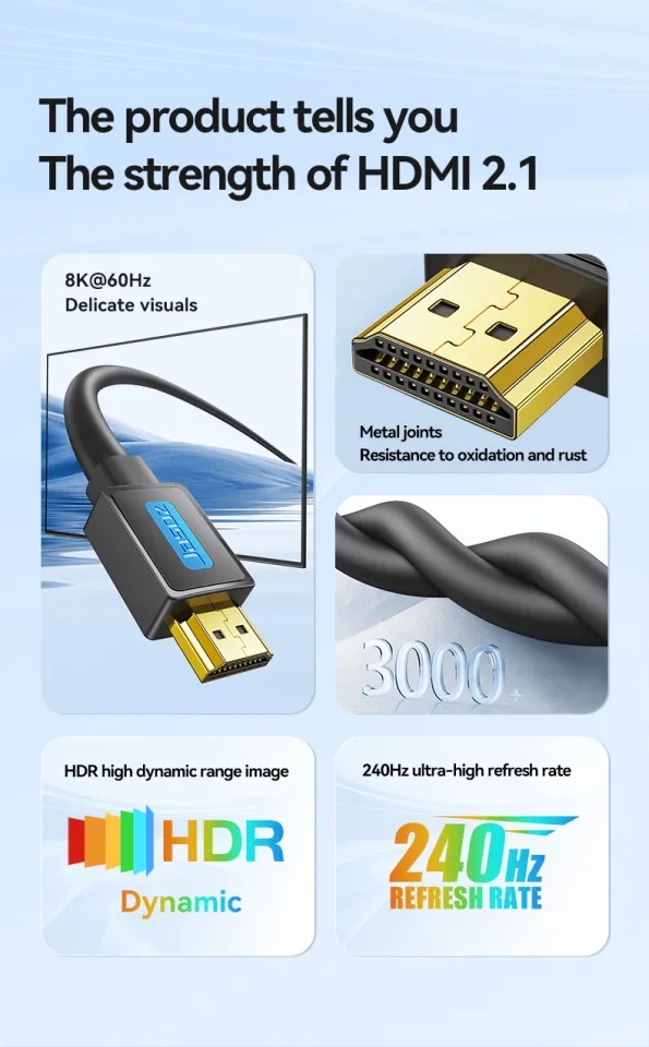 Jasoz Hdmi to Hdmi Cable 4K 120Hz Ultra HD 8K HDMI Gaming 48Gbps Video  For Pc to Monitor Ps4 Ps5 Tv Nintendo Switch