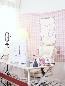 Gaming Chair Middle School Girls Cute Household Office Chair Movable Comfortable Sitting Boss with Wheels Swivel Chair