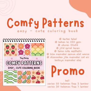 Comfy Patterns Easy - Cute Coloring Book | Buku Mewarnai Mudah Dan Simple Untuk Anak Dewasa Kertas Super Tebal